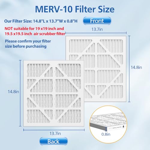 Image of 5 Pack MERV-10 Filter Replacement, Compatible with AlorAir CleanShield HEPA 550 and Abestorm HEPA 550 Air Scrubber Only - Not for Other 550 Models, Filter Size 14.8 inchL x 13.7 inchW x 0.8 inchH
