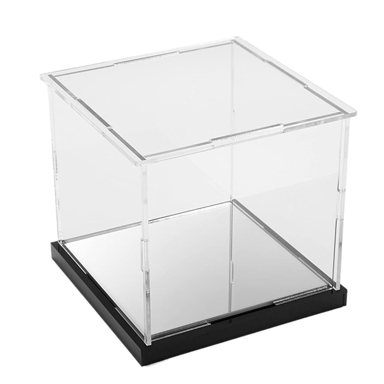 Acrylic Storage Display Case, Acrylic Display Case Clear With Black Base 2mm Multiple Sizes for Collectibles and Models(15x15x15cm)