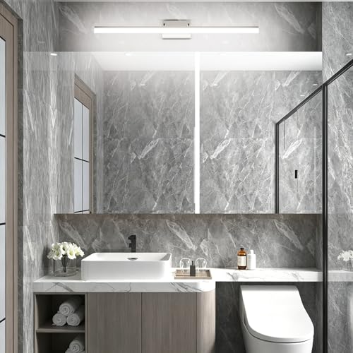 Image of Aipsun 40 inch Modern Brushed Nickel Vanity Light Adjustable LED Bathroom Light Fixtures Over Mirror Rotatable Vanity Lighting 5500K