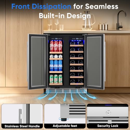 Image of 24 Inch Dual Zone Wine and Beverage Refrigerator Cooler Under Counter
