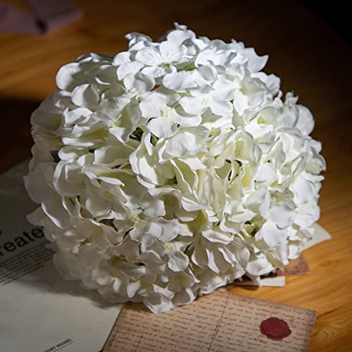Coferset Silk Hydrangea Heads With Stems,Artificial Hydrangea Flower Heads For Home Wedding Party Baby Shower Decor,Pack Of 10 (White) #TOP7
