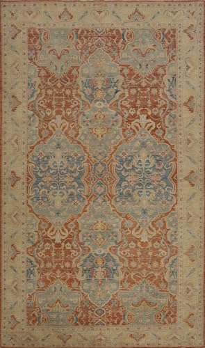 Transitional Collection Large Rugs (Palace Sized) All-Over Rug, Hand Knotted Oranges & Rust 100% Wool Carpet for Home Décor, Bedroom, Living Room, Dining Room