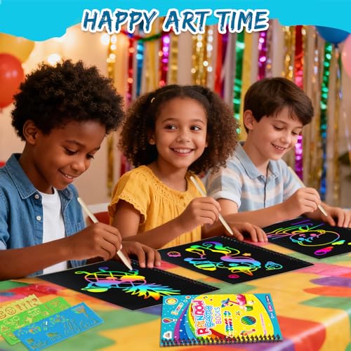 ZMLM Scratch Paper Art-Crafts Gift: 2 Pack Rainbow Notebooks Supplies Toys Easter Basket Stuffers for 3 4 5 6 7 8 9 10 Years Old Girls and Boys Kids Birthday Party Travel Games Summer — view 5