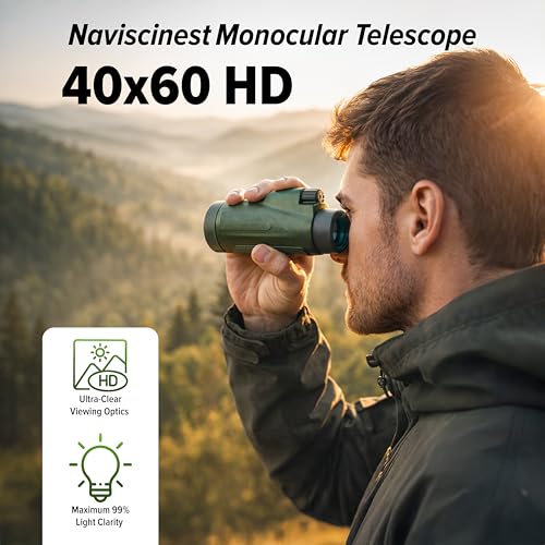 Image of 40x60 Monocular Telescope with Smartphone Adapter, High Powered BAK4 Prism FMC Monocular for Kids & Adults, Compact Low Light Vision Telescope for Wildlife, Camping, Travel & Outdoor
