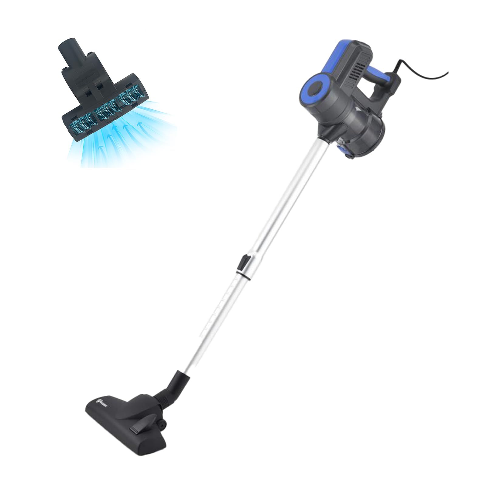 Akitas S12 Turbo Kabel-Staubsauger, 2-in-1 beutellos mit Wessel-Werk Kopfdüse (geringes Gewicht) + Turbo-Rollen-Pet-Bürste für Tierhaare