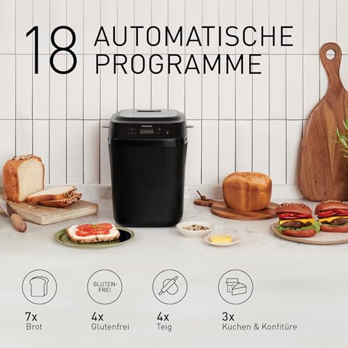 Panasonic SD-PN100KXE Brotbackautomat für kleine Haushalte, 4 Glutenfreie Programme, Kompaktes Design, 18 Automatische Programme, LCD Display, Kleine Brote 200g oder 400g, Schwarz – Bild 7