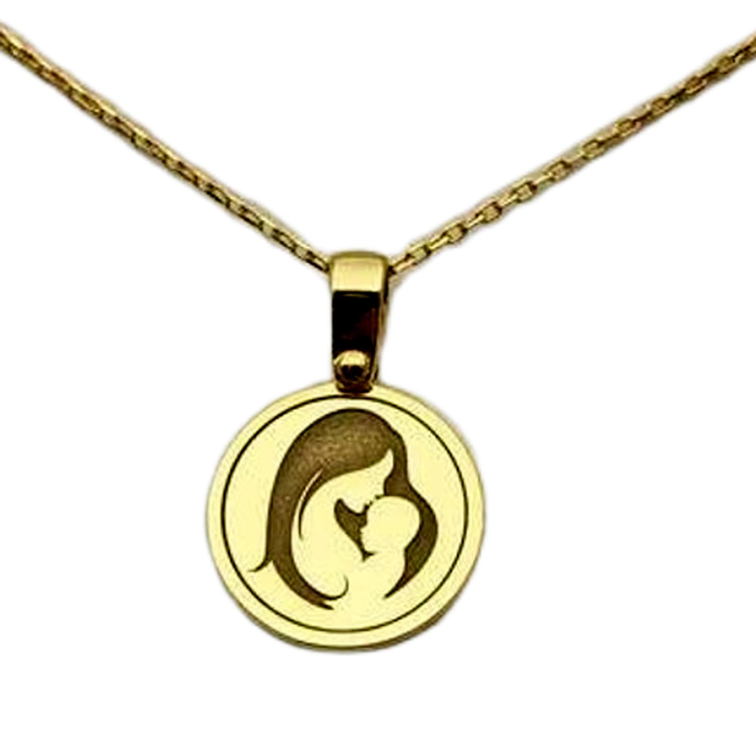 LKBEADS Collana argento sterling 925 22 mm catena 18 pollici ciondolo astratto con incisione e bambino piccola per la placcatura oro |LKRPG_01798