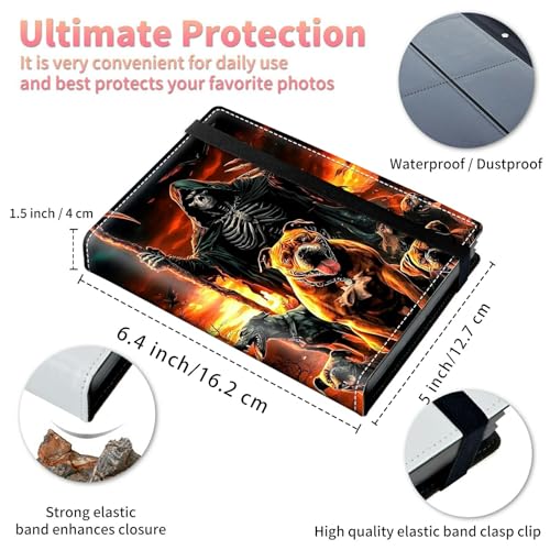 Image of Photo Album 4x6 120 Pockets Photos with Strong Elastic Band, Small Mini Albums Sheet Protector Folder for Photos, Album for Family Wedding Women Men Baby Vacation Gift, Pug Skull