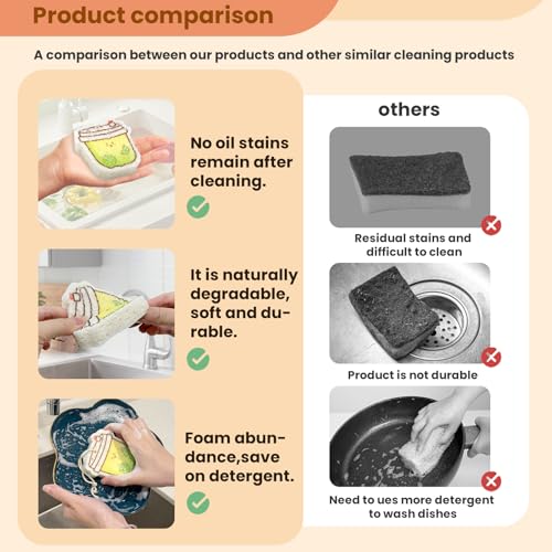Image of Wood Pulp Compression Cotton Lemontea Drinks Shaped Kitchen Sponges