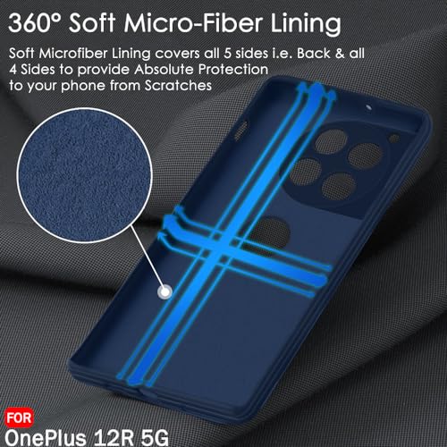 Image of TheGiftKart Liquid Silicone Back Cover Case for OnePlus 12R 5G | Soft Micro-Fibre Lining Inside | Camera Protection Bump | Shockproof Back Case Cover for OnePlus 12R 5G (Silicone, Navy Blue)