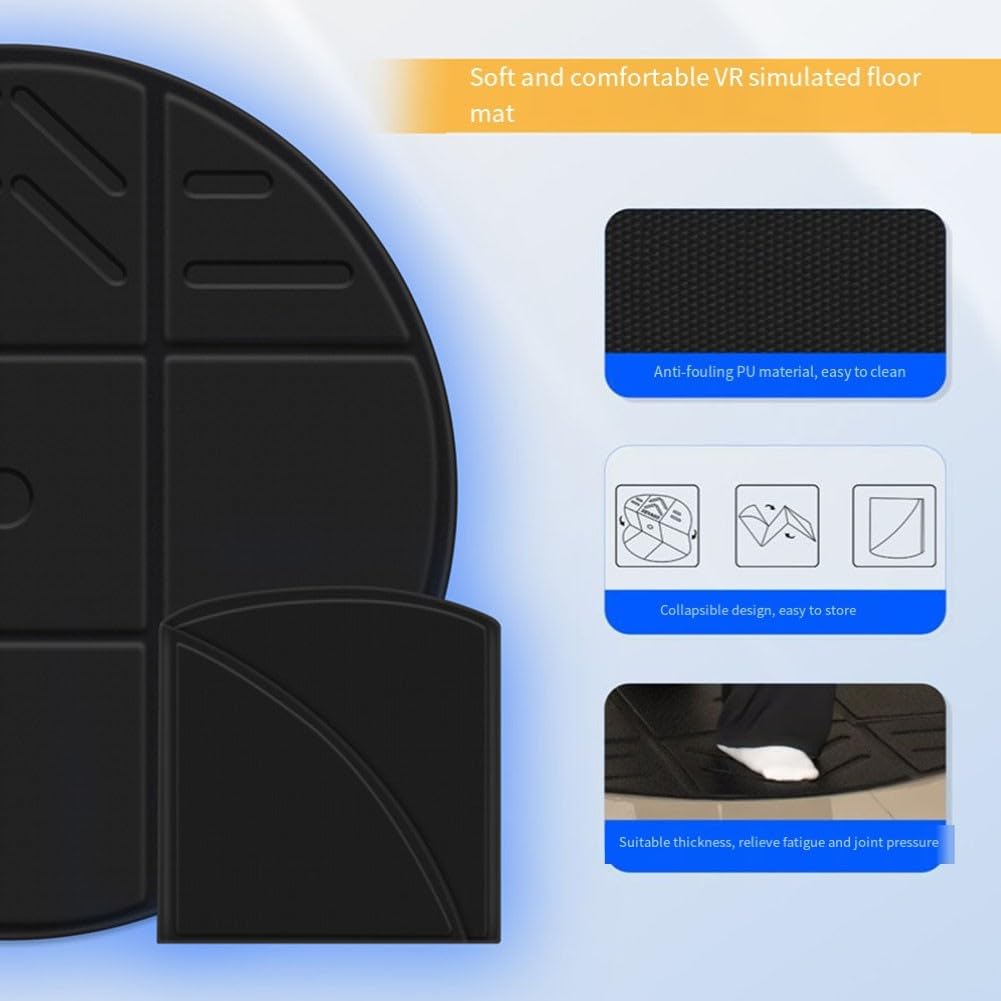 ZYWUOY VR Bodenmatte für Meta 3S, rutschfestes, faltbares PU-Spielpad, immersives Surround-Gaming-Zubehör