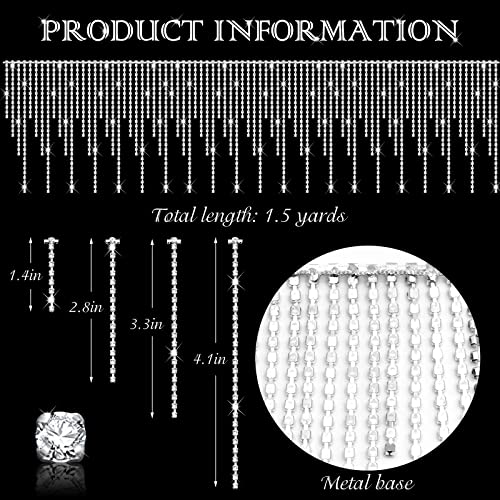 1.5 Yard Rhinestone Fringe Trim, Zynery Irregular Rhinestone Ribbon Tassel Chain For Clothing Accessories, Silver Rhinestone Chain For Diy Sewing Crafts Wedding Party Jewelry #TOP1