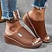 2025 Summer Sandals for Women Open Toe Casual Solid Color Orthotic Leather Platform Wedge Sandals Slip on Wide Width Comfortable Arch Support Slides Walking Wide Band Beach Fashionable (Brown, 8.5)