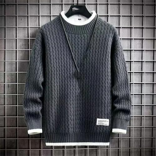 Men's Korean Style Trendy Sweater Base Loose Knitted Fleece Long Sleeves Business Casual Pullovers3
