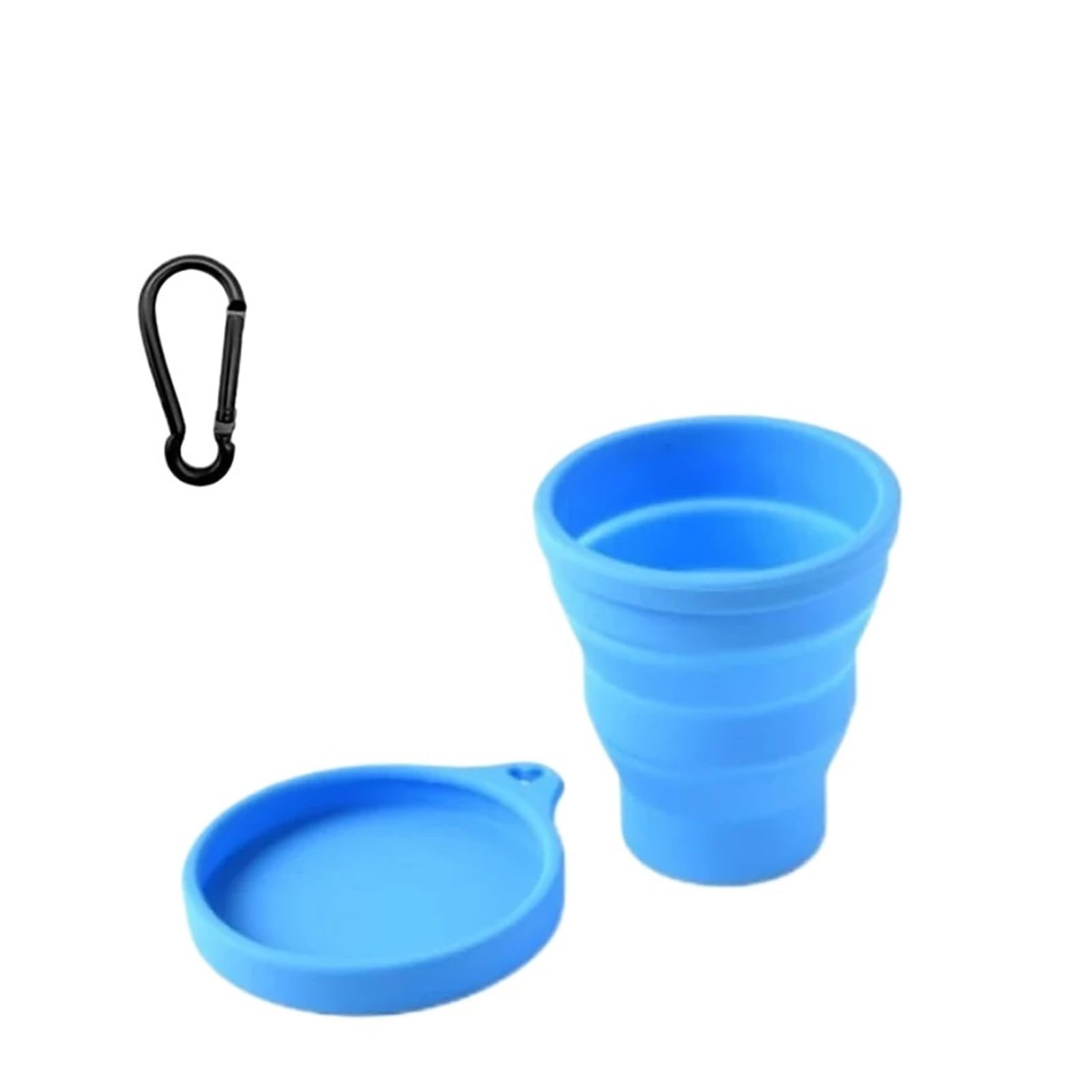 180 ml Klappbecher, Mini-Einziehbecher, Silikon, tragbare Teetasse, Outdoor-Reise-Kaffee-Teleskop-Trinkbecher mit Deckel(Blue-3PCS)