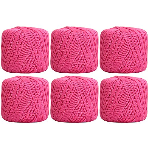 Image of ThreadArt 100% Cotton Crochet Thread Size 3, 6 Ball Pack, Hot Pink 35 | Soft pure cotton crochet thread for lace, doilies, amigurumi and crafts. Smooth finish with crisp stitch definition.