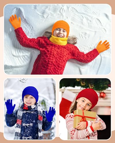 Image of JaGely 64 Pcs Kids Hats and Gloves Bulk Winter Beanies Hat Gloves for Toddler Boys Girls School Donation Wholesale