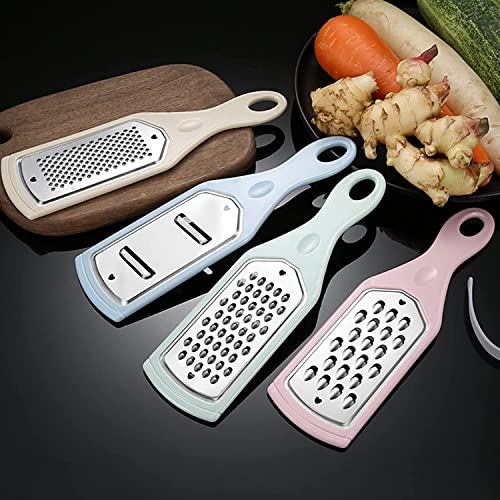 Image of Stainless Steel Kitchen Grater Set (Pack of 4) | Flat Handheld Graters with Hanging Hole | Vegetable, Fruit, Cheese, Ginger, Garlic & Nutmeg Zester Shredder for Kitchen & Cooking Use - Silver