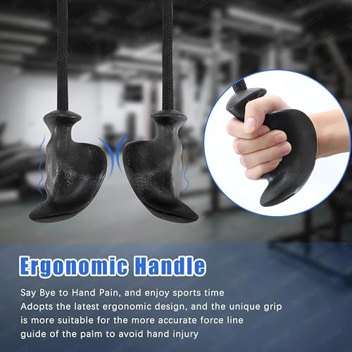 Image of SHOPOFLUX Tricep Rope with Ergonomic Handles, 36 Inch Tricep Pull Down Rope for Cable Machine, Pulley System, Triceps Rope Cable Attachment for Gym, Home (Black- Tricep Rope)