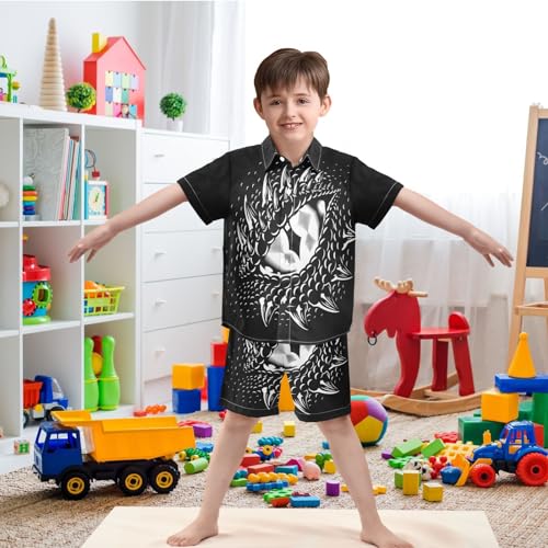 Image of visesunny Boys Hawaiian Shirt and Short Set Summer Outfit Kids 2 Piece Clothes Set 3-10Y
