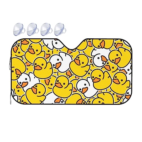 Car Windshield Sun Shade for Car SUV Truck, Foldable Car Front Window Sun Shade Protector Compatible with Cute Rubber Duck, Blocks UV Rays