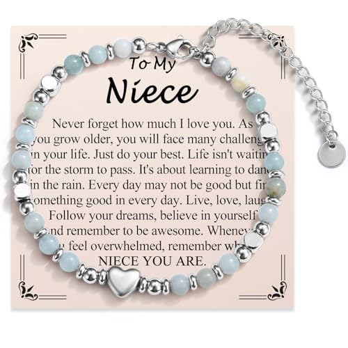 Bracelet Gifts for Girls Women, To My Daughter Granddaughter Niece Sister Natural Stone Beaded Bracelet Christmas Valentines Mothers Easter Graduation Birthday Gifts for Girls Her Women