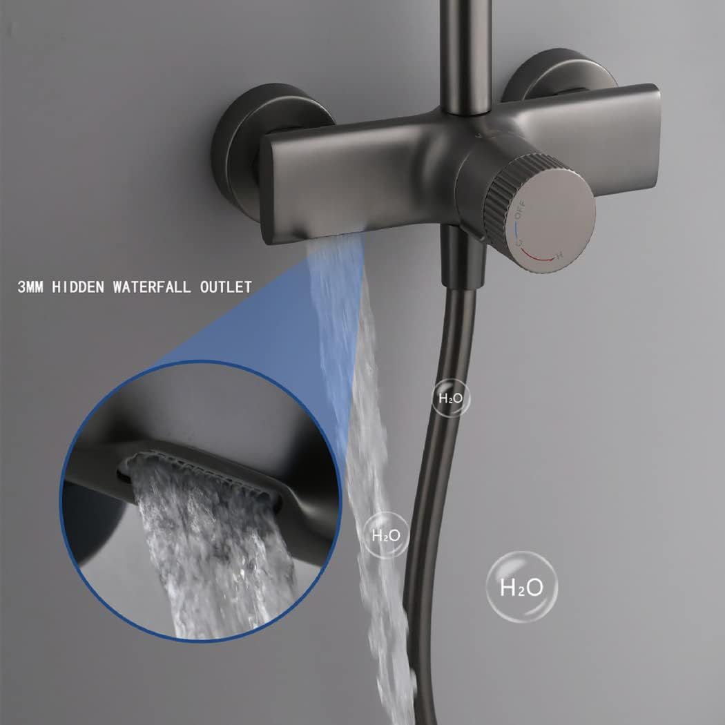 9 Inches Shower System, Shower Faucet Set Wall Mounted Rain Shower Combo Set Single Handle Tub and Shower Trim Kit with Tub Spout, 3 Modes Handheld Sprayer and Round Rain Shower Head,Gun Gray ( Color