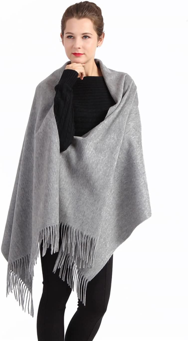 100% Pure Cashmere Scarf, Oversized Luxury Winter Wrap for Women & Men, Soft Fringed Scarf in Solid & Plaid