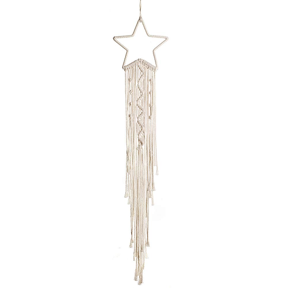 JUFENMacrame Woven Wall Hanging Star Dream Catcher- Boho Chic Bohemian Home Decor Wall Art Decor Beautiful Apartment Dorm Room Door Decoration(Star)