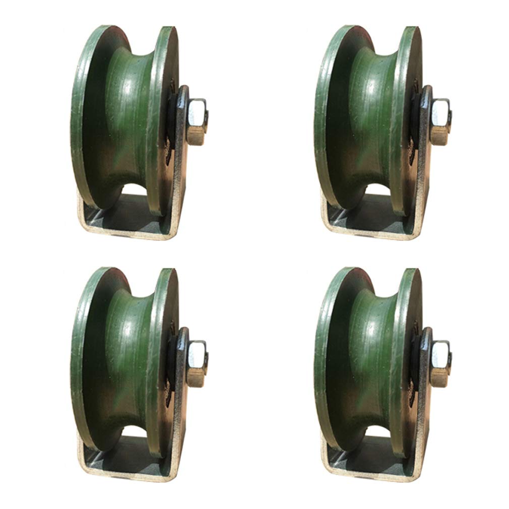 Blocco puleggia, tazza della puleggia, ruota con scanalatura a U, ruota con scanalatura a U, rotelle in ghisa for carichi pesanti, rullo for porta scorrevole, capacità di carico di 300 kg, for binari