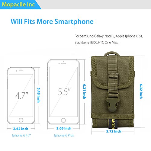 Premium Outdoor MOLLE Tactical Military Pouch Army Black Waist Holster Mobile Phone Belt Clip Pouch for iPhone 11 XR Xs 6 6s 7 Plus 8 Plus, Galaxy Note 10 (Fits Will a Slim Hard Case Bumper Cover On) - Thumbnail 2