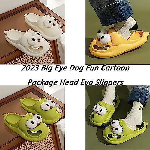 Tongue Slippers Couples, 2025 Cartoon 3D Big Eye Dog Non-slip Thick Sole Cloud Kissing Slides for Women3