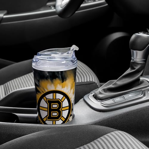 Image of Rico Industries NHL Hockey Team Color Tie Dye 24oz Metallic Acrylic Tumbler with Hinged Lid, Officially Licensed Double Wall Tumbler with Straw