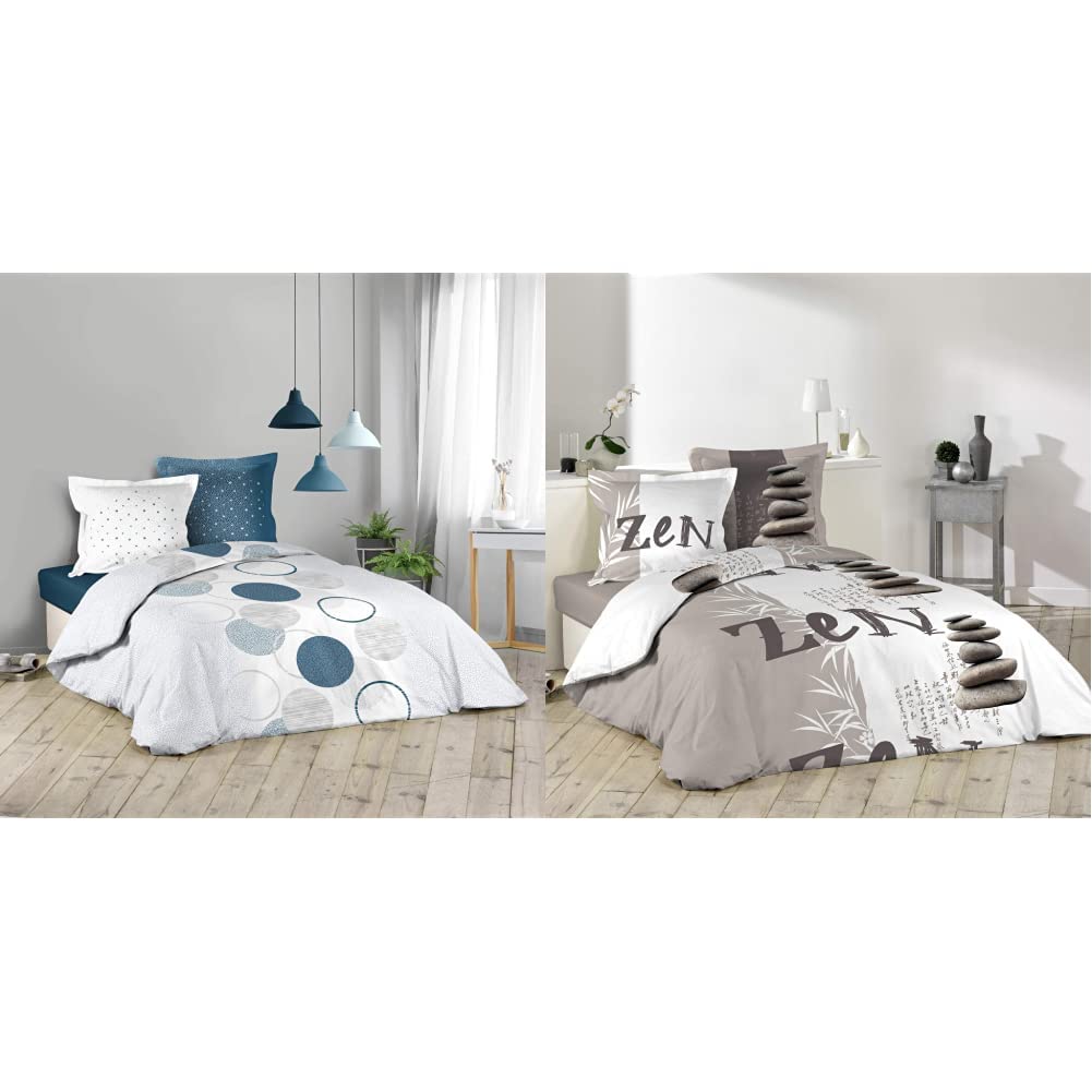 Parure 3 pièces 240 x 220 cm coton multicolore housse couette 2 personnes