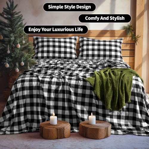 Image of LBRO2M 100% French Pure Linen Sheet Set 4Pcs, 16 inch Deep Pocket Queen Size