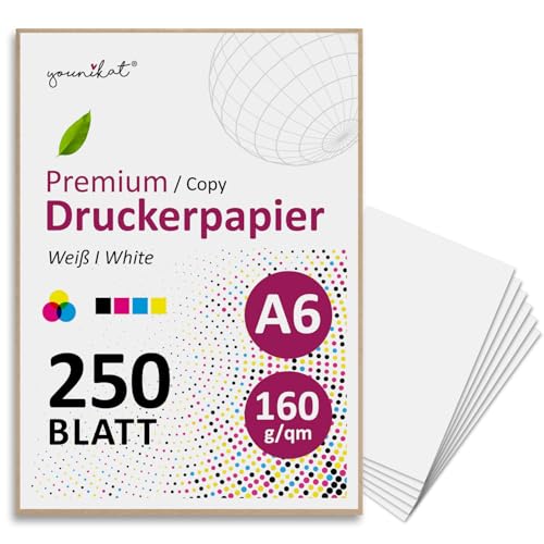 younikat You0194   Papel para impresora (160 g/m², DIN A6, 250 hojas), color blanco