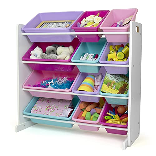 Humble Crew Toy Storage Organizer, White/Pink/Purple/Turquoise 34x11x31 inches,12x9x6 inches,16x12x6 inches