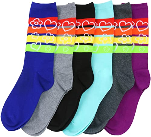 Image of ToBeInStyle Women's Pack of 6 or 12 Fashion Printed Crew Socks