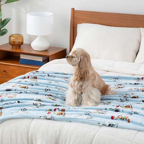 Image of Berkshire Blanket Peanuts VelvetLoft Cute Character Snoopy Plush Throw Blanket,Snoopy the Athlete Closed in Blue,Throw 55 in x 70 in (Official Peanuts Product)