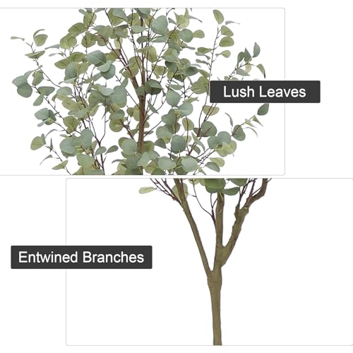 Eucalyptus Tree Artificial 6FT, Faux Eucalyptus Tree Artificial Trees with Lifelike Trunk and Realistic Silk Leaves for Home Decor Indoor, 1 Pack