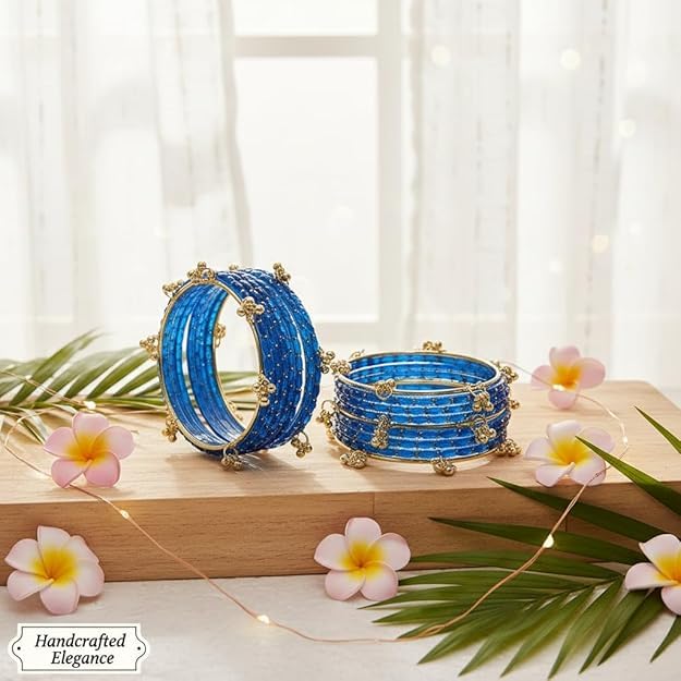 Image of Kashmiri Ghangharoo Glass Bangle Set for Women| Light Weight Bangles | Traditional Transparent Fancy Glass Chudi Set for Wedding, Party(Set Of 18)