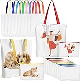 Matériau en toile de qualité：Ces sacs et trousses de maquillage DIY sont fabriqués en toile épaisse, robuste, légère, lavable et réutilisable. Faciles à plier et à ranger, ces sacs de sublimation réutilisables sont durables.