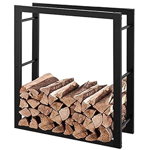 RANSENERS Metalen Brandhout Plank houder, Zwart 130x27x150cm Stapelhulp buiten en binnen