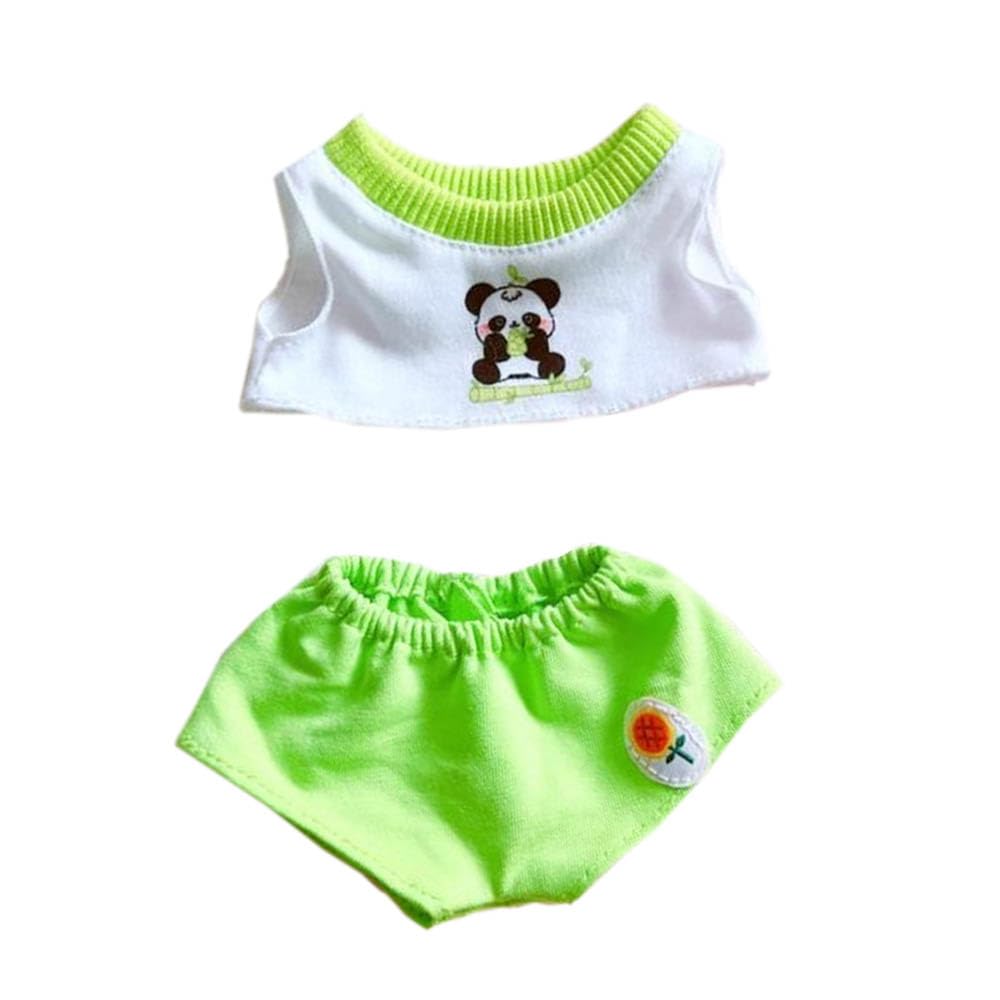 niannyyhouse 20 cm pluszowe ubranka dla lalek krótka kamizelka T-shirt spodnie 20 cm miękkie wypchane pluszowe zabawki akcesoria do przebrania (zielony)