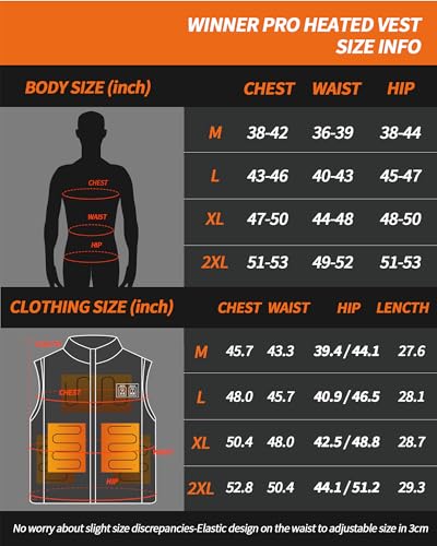 WINNER PRO Heated Fleece Vest for Men and Women with 7.4V Battery Pack