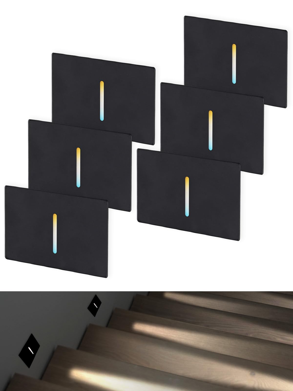 LEONLITE 5CCT 120V LED Step Light, Dimmable Pin Hole Stair Lights Indoor, Anti-Glare 30° Streamlined Lighting Effect for Staircase Bedroom, CRI90, 5