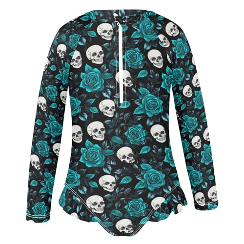 Girls Long Sleeve Rashguard Swimsuit UV Protection One-Piece Swimwear Bathing Suit B04044782