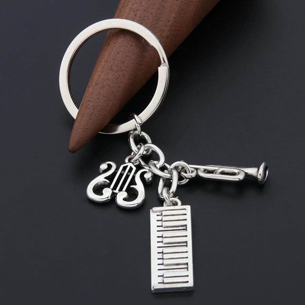 ZOJK Portachiavi 1 pz Flauto E Pianoforte Portachiavi Charms Trova Strumento Musicale Insegnante di Musica Regalo Portachiavi Forniture di Gioielli Jewelry
