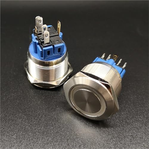 Interrupteur bouton-poussoir momentané 25mm 6V à LED blanche 1NO1NC - 6