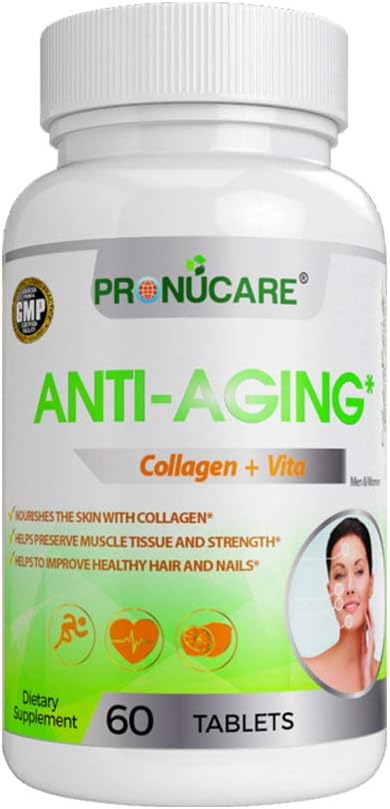 PRONUCARE Anti-Aging Collagen Hydrolysate Resveratrol Glucosamine DMAE Polypodium leucotomos Multivitamin Firming Complex for Men & Women